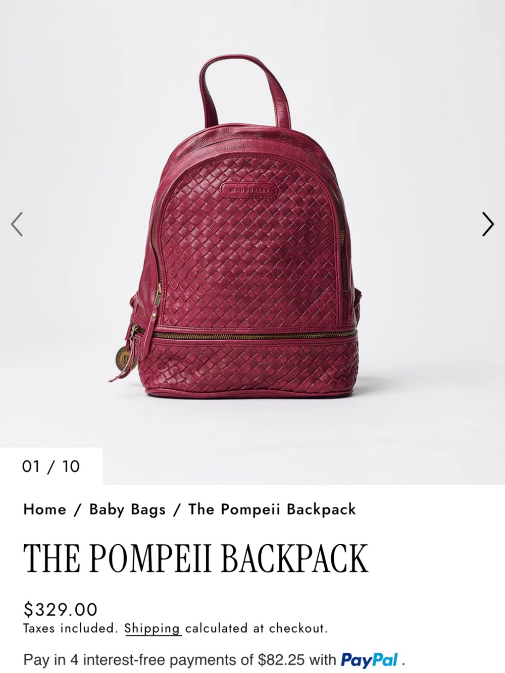 Wanderers Pompeii Full Grain Leather Backpack Burgundy $329 Retail